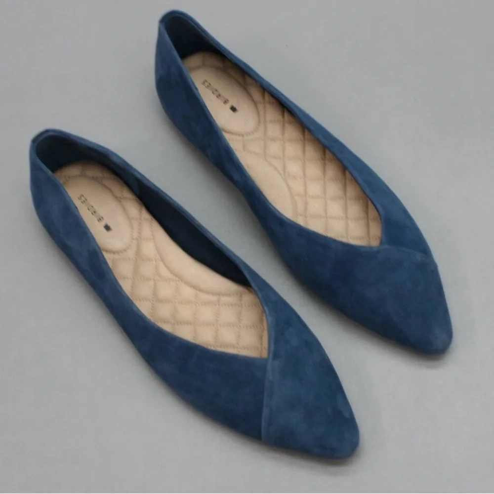 Birdies  Navy Suede Women's Flats - Picture 5 of 8